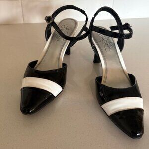 Black and White Patent Leather Slingback Shoes Size 7.5M